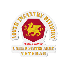 Load image into Gallery viewer, Die-Cut Magnets - Army - SSI - 108th Infantry Division (1952-Present) - Golden Griffins - US Army Veteran X 300
