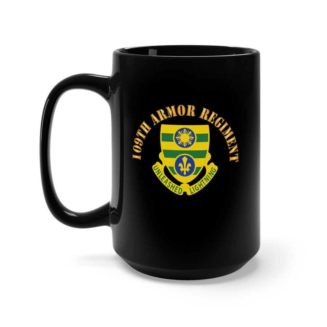 Black Mug 15oz - 109th Armor Regiment -  DUI w Txt X 300