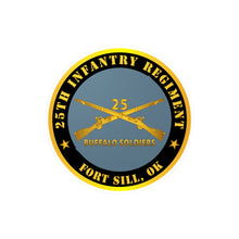 Load image into Gallery viewer, Kiss-Cut Vinyl Decals - Army - 25th Infantry Regiment - Fort Sill, OK - Buffalo Soldiers w Inf Branch
