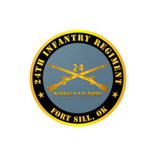 Load image into Gallery viewer, Kiss-Cut Vinyl Decals - Army - 24th Infantry Regiment - Fort Sill, OK - Buffalo Soldiers w Inf Branch
