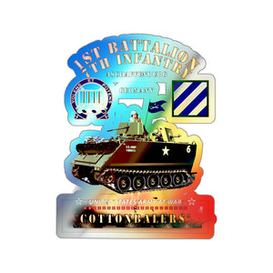 Holographic Die-cut Stickers - 1st Bn 7th Infantry - Aschaffenburg FRG - M113 APC - CottonBalers X 300