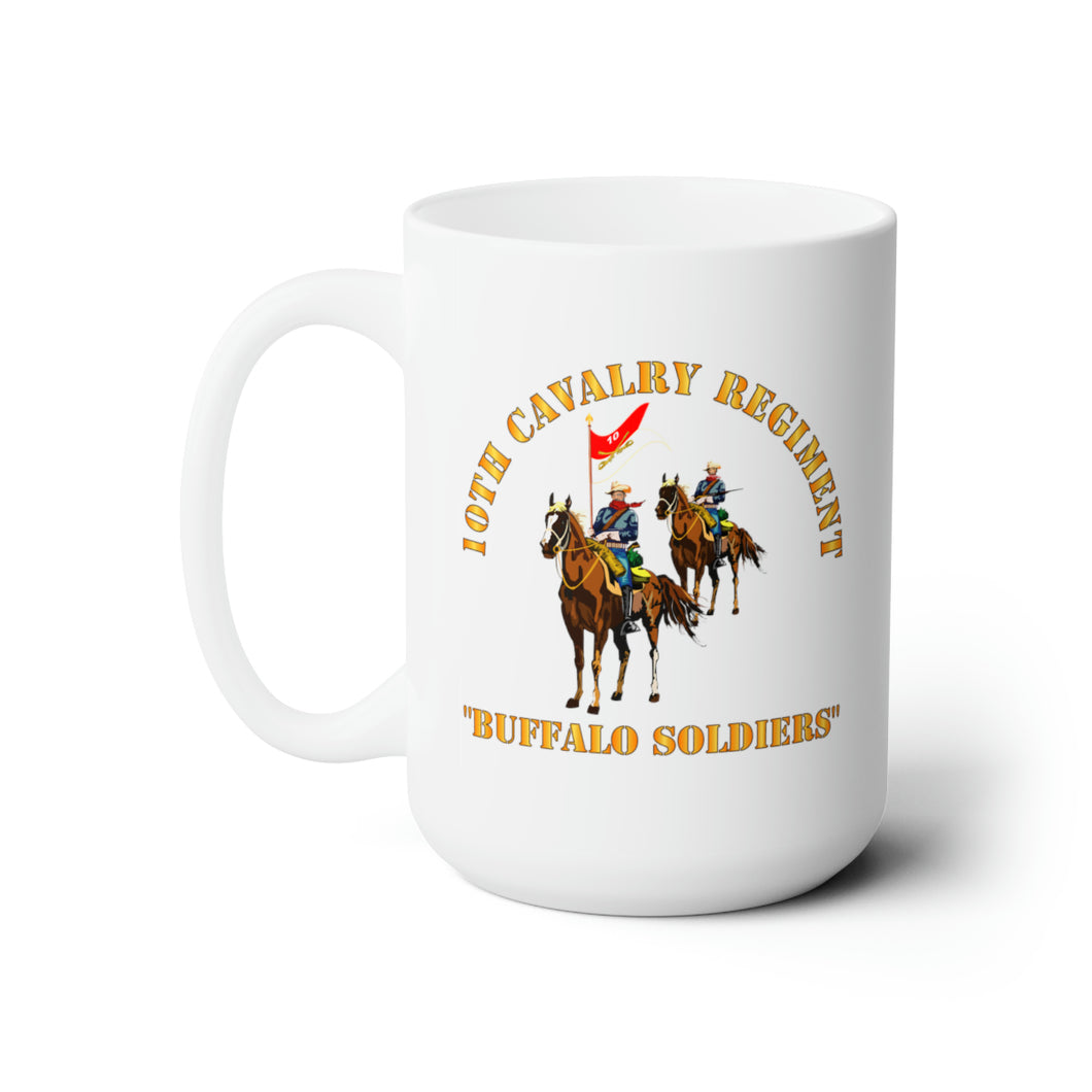 White Ceramic Mug 15oz - Army - 10th Cavalry Regiment w Cavalrymen - Buffalo Soldiers