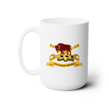 Load image into Gallery viewer, White Ceramic Mug 15oz - Army  - 10th Cavalry Regiment w Br - Ribbon
