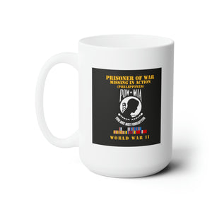 White Ceramic Mug 15oz - Army - POW - MIA - Phili WWII w PAC SVC - SMALL