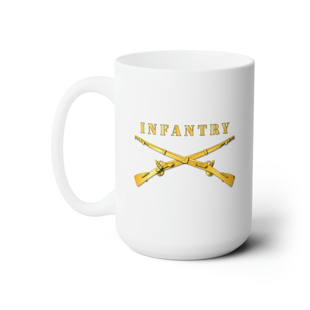 White Ceramic Mug 15oz - Army - Infantry Br - Crossed Rifles w  Gradient Outline