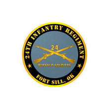 Load image into Gallery viewer, Kiss-Cut Vinyl Decals - Army - 24th Infantry Regiment - Fort Sill, OK - Buffalo Soldiers w Inf Branch
