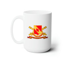 Load image into Gallery viewer, White Ceramic Mug 15oz - Army - 20th Field Artillery w Br - Ribbon
