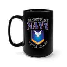 Load image into Gallery viewer, Black Mug 15oz - NAVY - Rank - E4 - PO3 - Gold w White X 300
