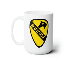 Load image into Gallery viewer, White Ceramic Mug 15oz - Army - 25th Scout Dog Platoon 1st Cav wo Txt
