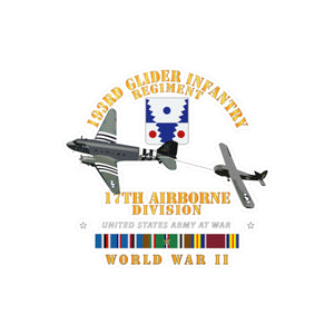 Kiss-Cut Vinyl Decals - Army  - 193rd Glider Infantry Regiment w Towed Glider w WWII w EUR SVC