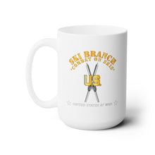 Load image into Gallery viewer, White Ceramic Mug 15oz - Army - Ski Branch - Combat  on Skis X 300
