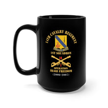 Load image into Gallery viewer, Black Mug 15oz - Army - 14th Cavalry Regiment w Cav Br - 1st Squadron - Operation Iraqi Freedom - 2006–2007 - Red Txt X 300
