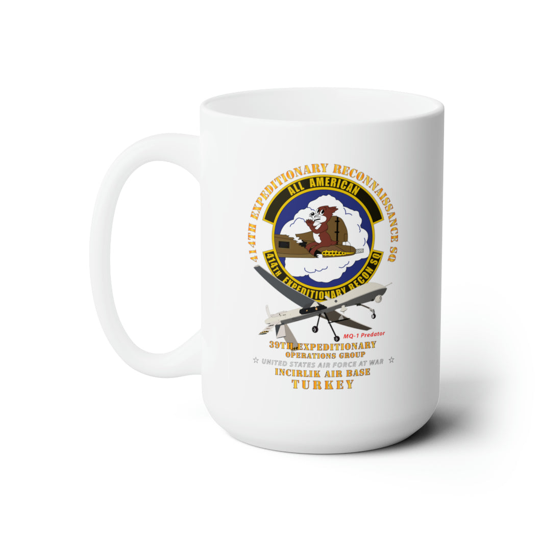 White Ceramic Mug 15oz - USAF - 414th Expeditionary Reconnaissance Sq - Incirlik Air Base, Turkey