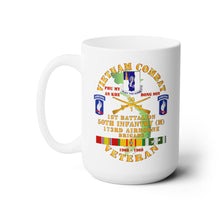 Load image into Gallery viewer, White Ceramic Mug 15oz - Army - Vietnam Combat Veteran w 1st Bn - 50th Inf - 173rd Airborne Bde 1968-69 w VN SVC

