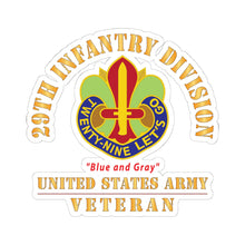 Load image into Gallery viewer, Kiss - Cut Stickers - Army - DUI - 29th Infantry Division - Blue and Gray - US Army Veteran X 300
