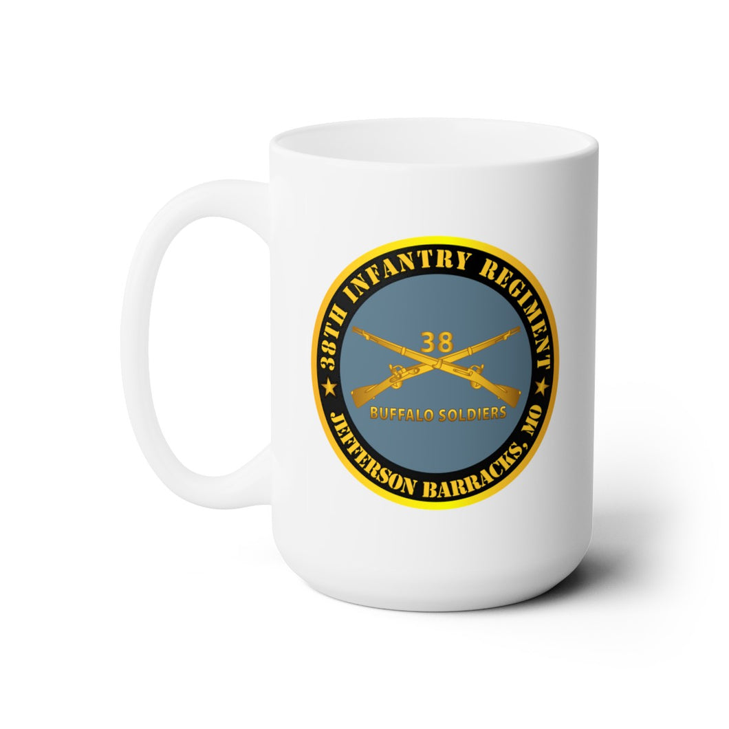 White Ceramic Mug 15oz - Army - 38th Infantry Regiment - Buffalo Soldiers - Jefferson Barracks, MO w Inf Branch