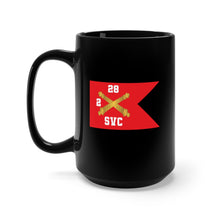 Load image into Gallery viewer, Black Mug 15oz - SVC Brty, 2nd Battalion 28th Field Artillery Regiment - Red Wing Guidon X 300
