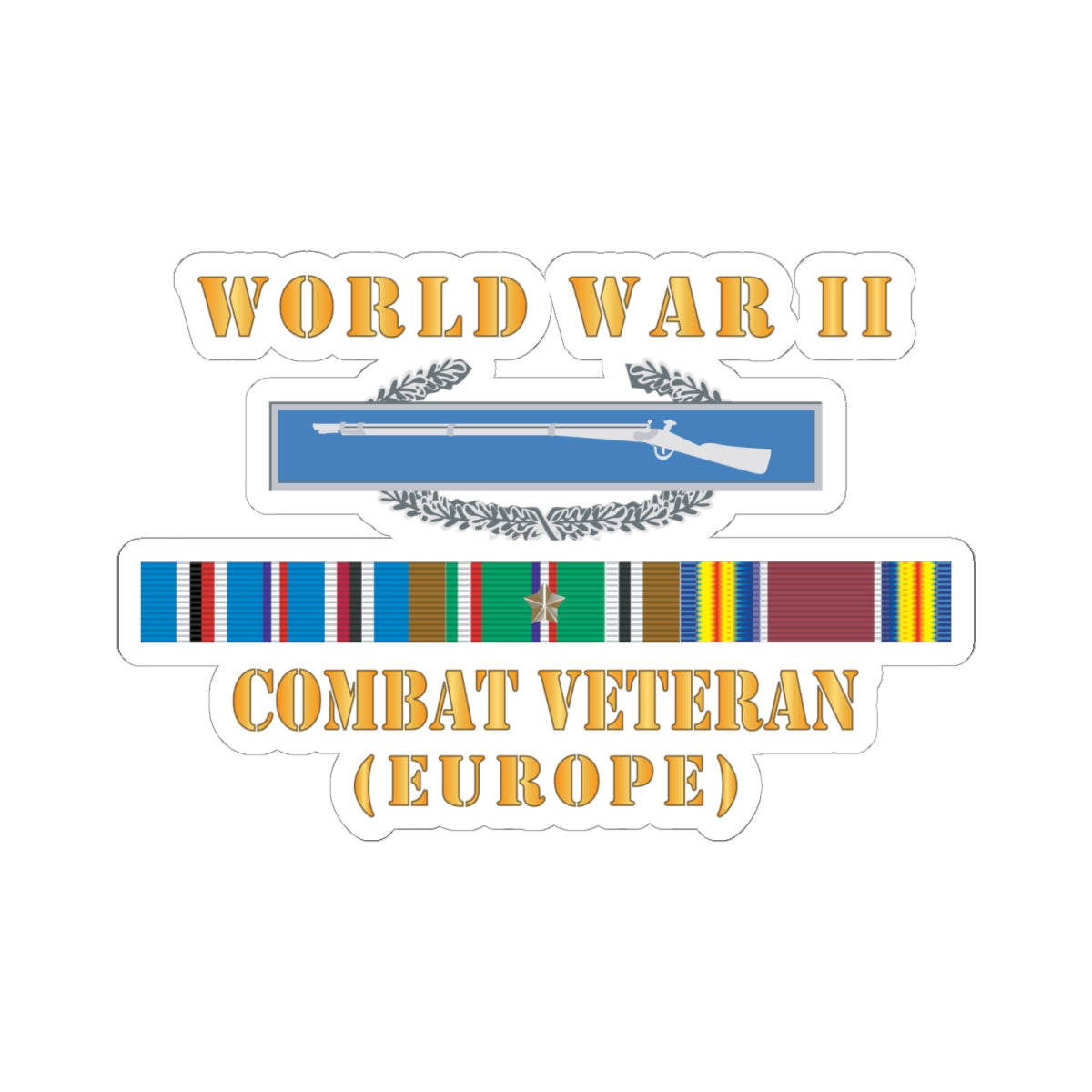 Kiss - Cut Stickers - Army - World War II SVC Bar w CIB - Combat Veter ...
