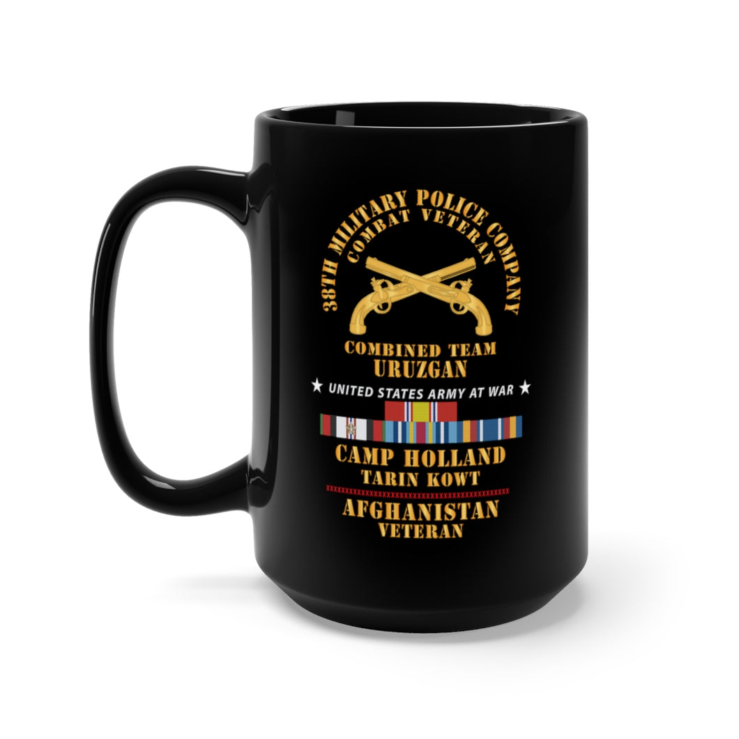 Black Mug 15oz - 38th Military Police Company - Camp Holland Afghanistan Vet w AFGHAN SVC X 300