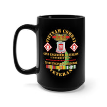 Load image into Gallery viewer, Black Mug 15oz - Vietnam Combat Veteran - 62nd Engineer Bn,  20th Engineer Brigade Ssi w CBT ENG Badge VN Svc X 300
