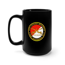 Load image into Gallery viewer, Black Mug 15oz - Army - 9th Cavalry Regiment - Fort Assiniboine,  MT - Buffalo Soldiers w Cav Branch

