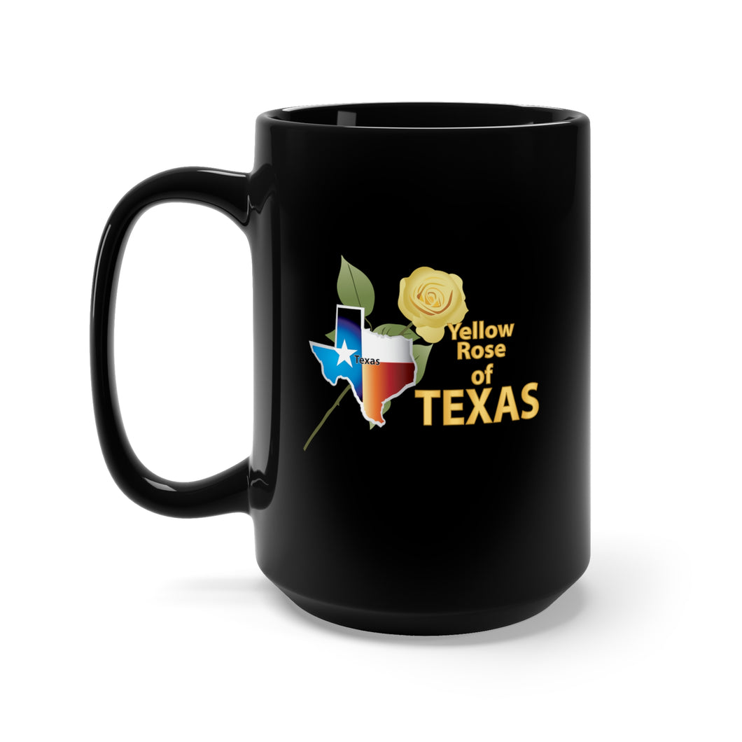 Black Mug 15oz - State Emblem - Yellow Rose of Texas X 300