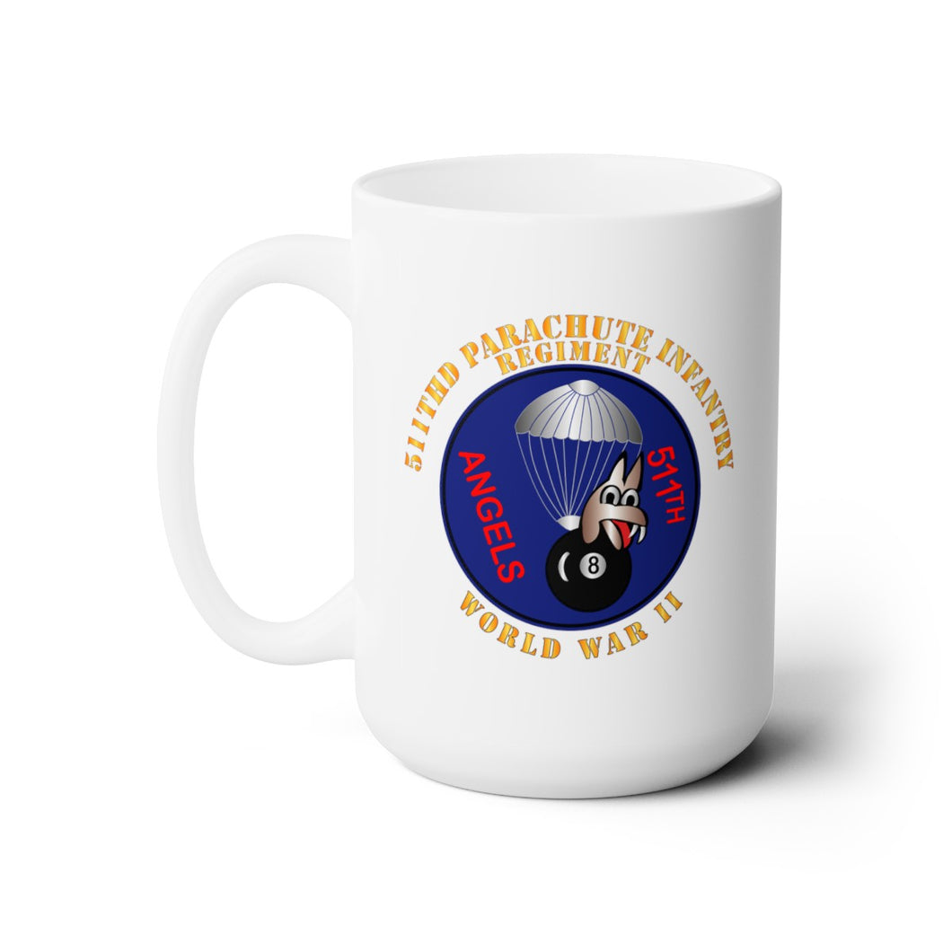 White Ceramic Mug 15oz - Army  - 511th PIR 11th Airborne Div - WWII