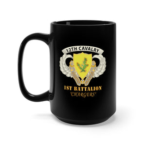 Black Mug 15oz - Army - Airborne Badge - 12th Cavalry Airborne - SSI w 12th Cav - 1st Battalion - Chargers X 300