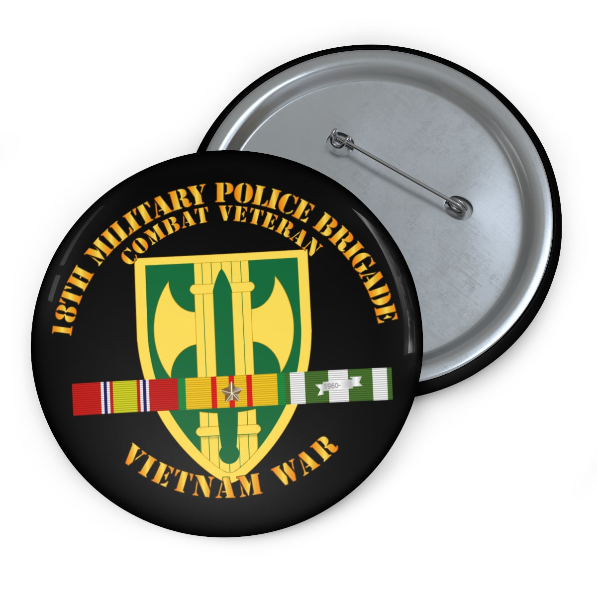 Custom Pin Buttons - 18th MP Bde - Vietnam War w SVC Ribbons – MIP ...