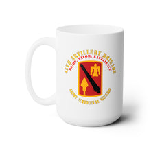 Load image into Gallery viewer, White Ceramic Mug 15oz - Army - 45th Artillery Brigade - Pride, Valor, Excellence - SSI - ARNG
