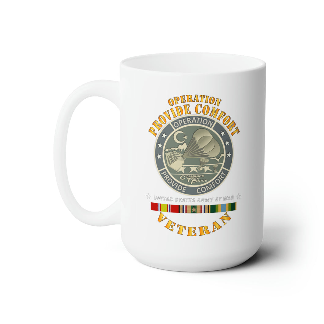 White Ceramic Mug 15oz - Army - Operation Provide Comfort w COMFORT SVC