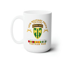 Load image into Gallery viewer, White Ceramic Mug 15oz - Army - 18th MP Brigade - Sentry Dogs Tab - Vietnam w VN SVC
