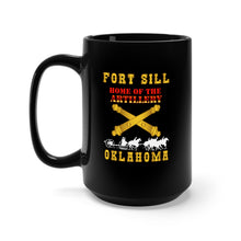 Load image into Gallery viewer, Black Mug 15oz - Army - Fort SIll, Home of Artillery w Cassion - Gold X 300
