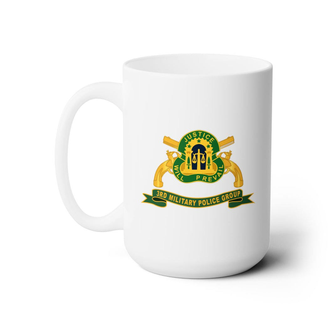 White Mug 15oz - Army - 3rd Military Police Group w Br - Ribbon