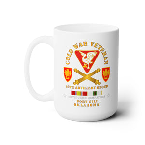 White Ceramic Mug 15oz - Army - Cold War Vet - 46th Artillery Group - Fort Sill, OK w COLD SVC