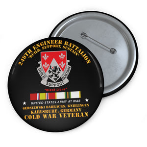 Custom Pin Buttons - 249th Engineer Bn - Karlsruhe, Germany w COLD SVC