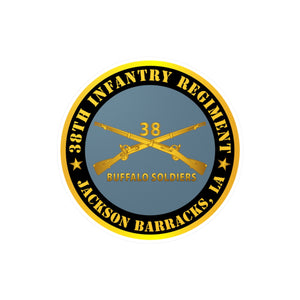 Kiss-Cut Vinyl Decals - Army - 38th Infantry Regiment - Buffalo Soldiers - Jackson Barracks, LA w Inf Branch