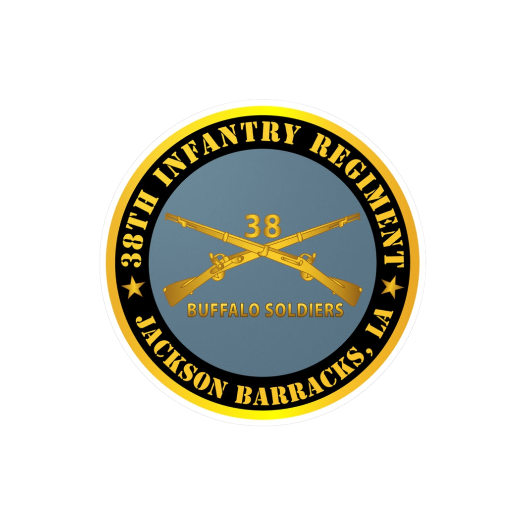 Kiss-Cut Vinyl Decals - Army - 38th Infantry Regiment - Buffalo Soldiers - Jackson Barracks, LA w Inf Branch