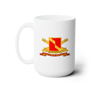 White Ceramic Mug 15oz - Army - 27th Field Artillery w Br - Ribbon