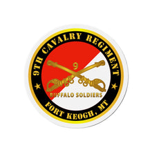 Load image into Gallery viewer, Die-Cut Magnets - 9th Cavalry Regiment - Fort Keogh,  MT - Buffalo Soldiers w Cav Branch
