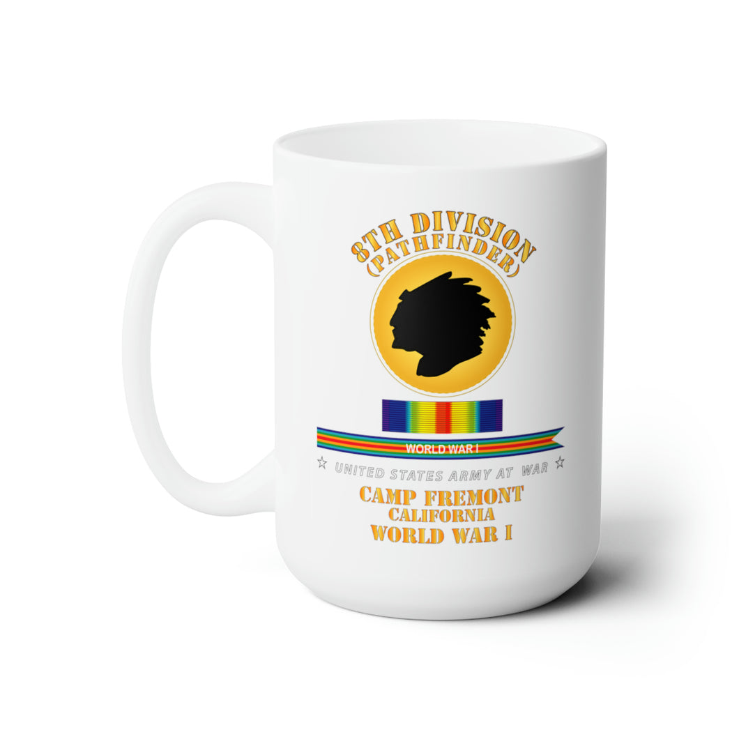 White Ceramic Mug 15oz - Army - 8th Infantry Division - Pathfinder  w WWI SVC - Streamer