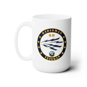 White Ceramic Mug 15oz - Navy - Radioman - RM - Veteran w USN