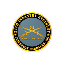 Load image into Gallery viewer, Kiss-Cut Vinyl Decals - Army - 24th Infantry Regiment - Jefferson Barracks, MO - Buffalo Soldiers w Inf Branch
