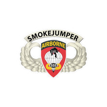 Load image into Gallery viewer, Kiss-Cut Vinyl Decals - Army - Airborne Badge - 555th Parachute Infantry Bn - SSI w SmokeJumper Tab X 300
