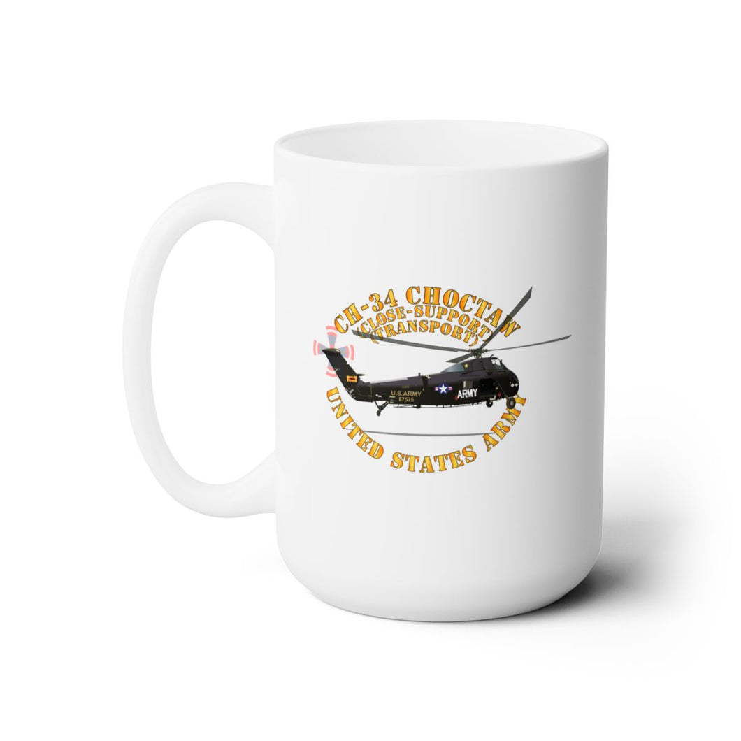 White Ceramic Mug 15oz - Army - CH - 34 - Choctaw - Transport - Close-Support  Helicopter