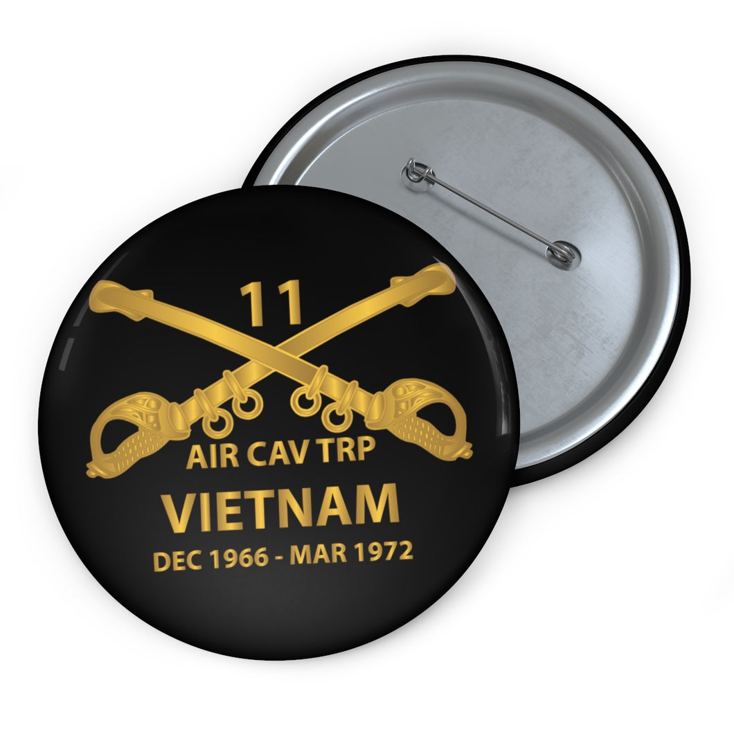 Custom Pin Buttons - Helicopter Troop - Air Cav Troop - 11th ACR - Branch - Vietnam - Dec 66 - March 72 X 300