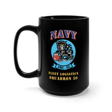 Load image into Gallery viewer, Black Mug 15oz - Big NAVY - Fleet Logistics Squadron 50 - SSI X 300
