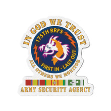 Load image into Gallery viewer, Die-Cut Magnets - Army - 176th RRFS - First In Last Out - SSI - In God we Trust - ASA w VN SVC X 300

