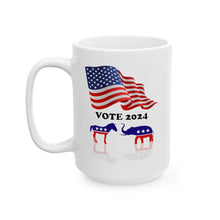 Load image into Gallery viewer, White Ceramic Mug 15oz - USA - VOTE 2024 X 300
