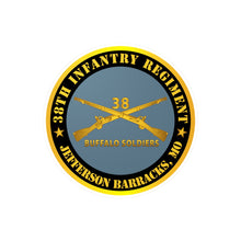 Load image into Gallery viewer, Kiss-Cut Vinyl Decals - Army - 38th Infantry Regiment - Buffalo Soldiers - Jefferson Barracks, MO w Inf Branch
